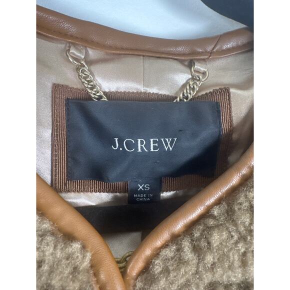 J.CREW Faux Fur Teddy Coat - Tan Polyester Zip Jacket, XS - Picture 2 of 7